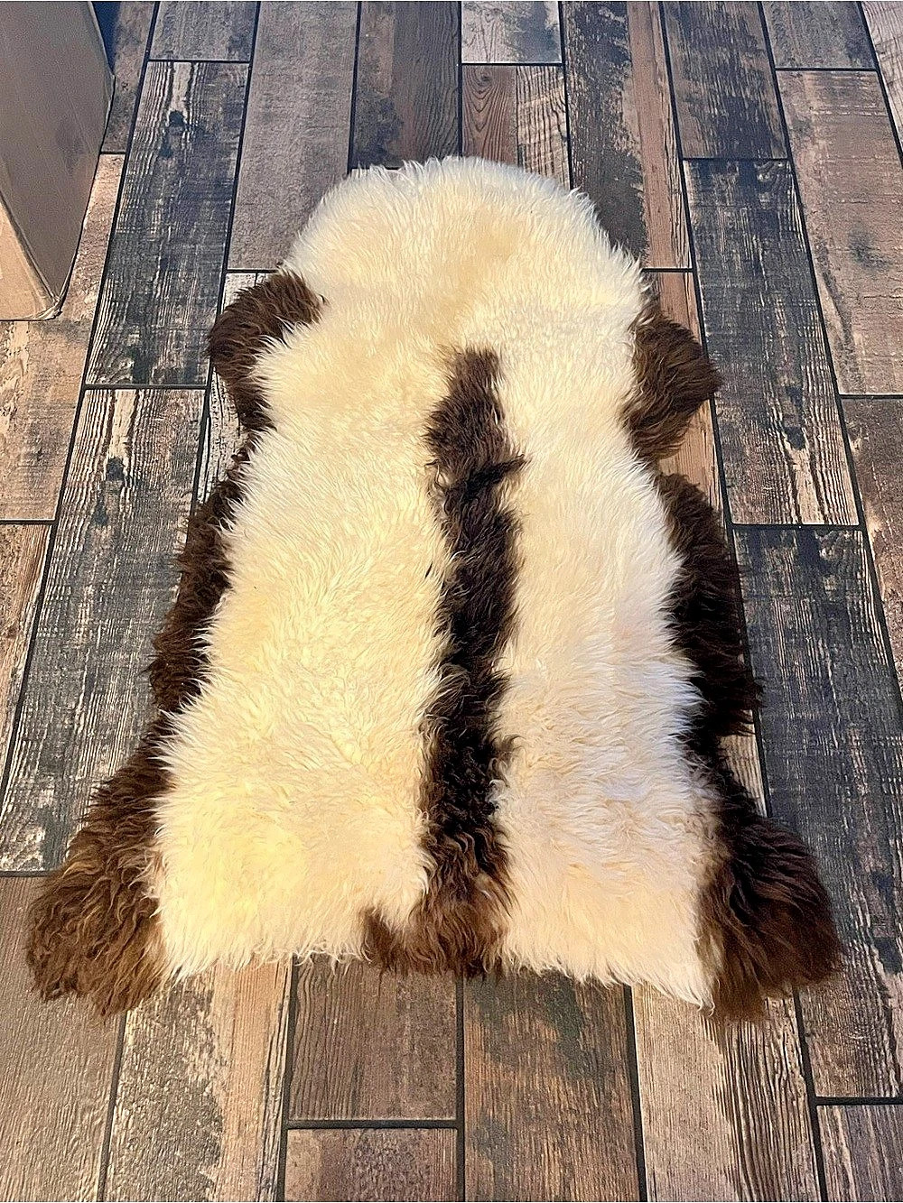 null White & Brown Sheepskin Decor